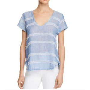 BELLA DAHL • Blue Stripe Linen Blend Stripe Top Sz XS